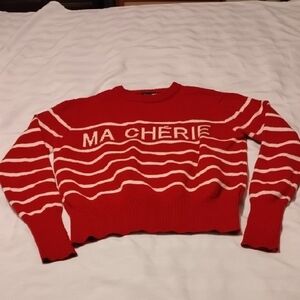 Fashion Nova "Ma Cherie" Red & White Striped Sweater, Size: S